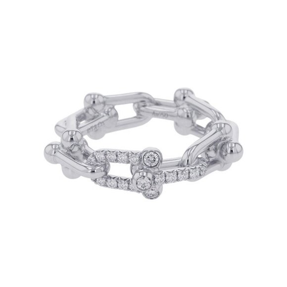 TIFFANY&Co. Hardware Small Link Ring Size Approximately No. 12 18K White Gol - Picture 12 of 14